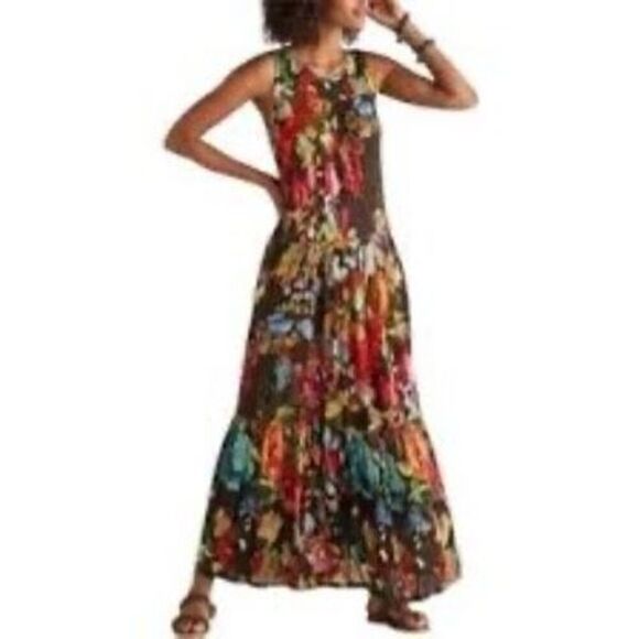 Soft Surroundings Rosalie Tiered Maxi Dress Sz M Floral GORGEOUS - Picture 1 of 8